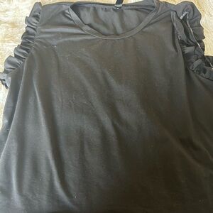 SHEIN,4XL,black,ruffled cap-sleeves short sleeve shirt. Approximately 26”x22.5”